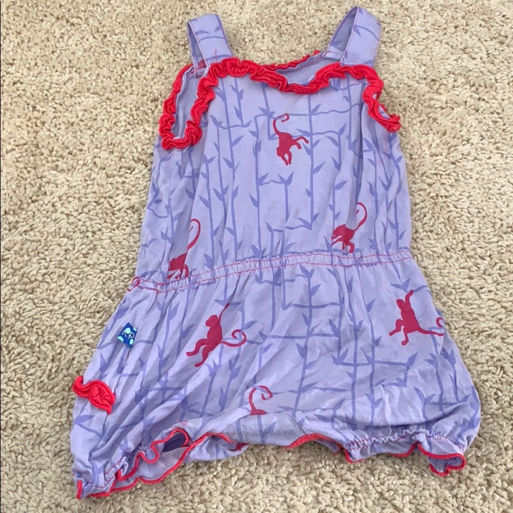 KicKee pants lavender monkey romper. 12-18m